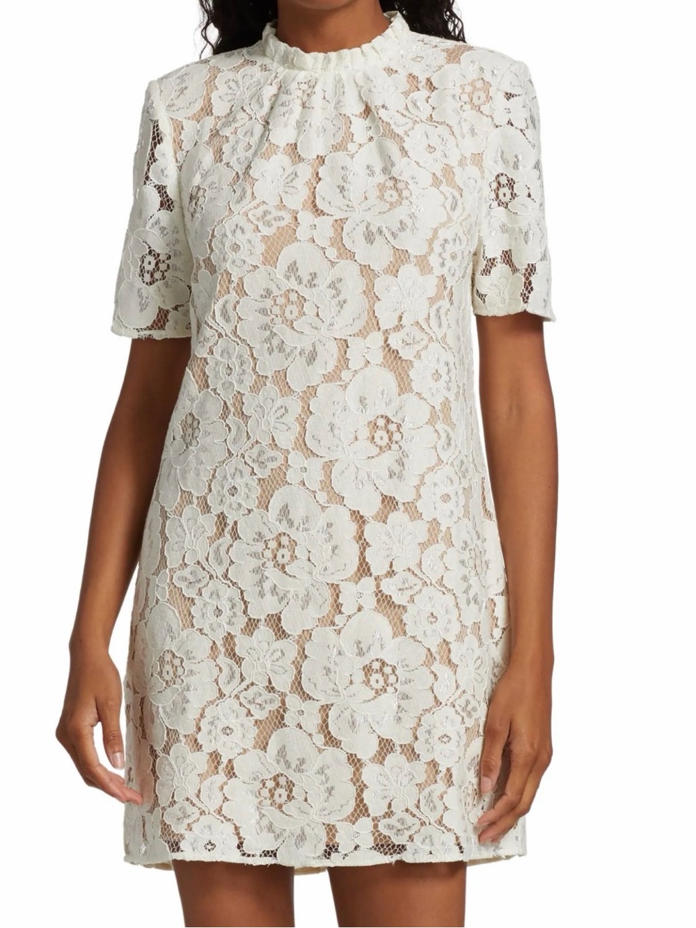 WAYF Livia Lace Shift Dress Small White Mini Romantic Bridal Shower Party